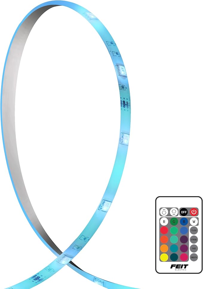 Feit Electric 10ft Color LED Tape Light, Dimmable, RGB Color with Remote Control, Cut-to-Fit Design, 5V USB-Powered Display Lighting, Indoor Use Only, 25,000-Hour Lifetime, TAPE120/RGB/USB - Image 2