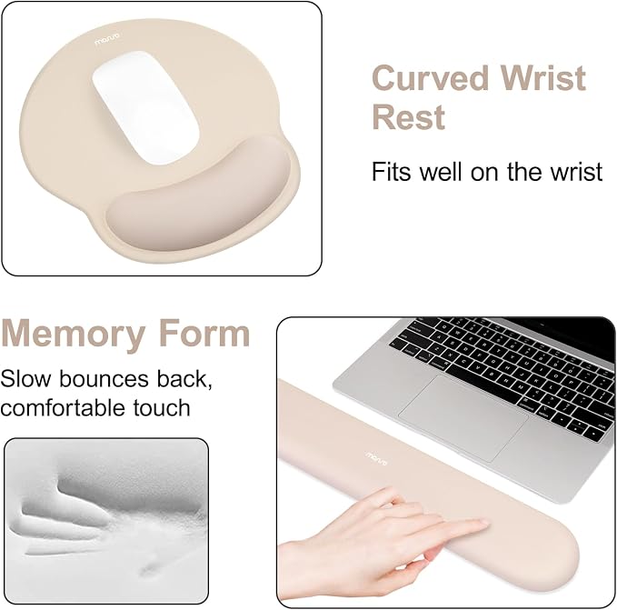MOSISO Wrist Rest for Mouse Pad Set, Large Gaming Deskpad, Apricot - Image 6