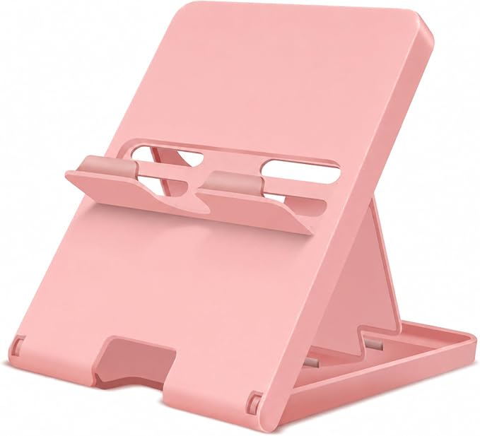 Stand Compatible with Nintendo Switch, Adjustable Switch Playstand, Foldable Phone Stand for Desk, Compact & Portable Switch Holder Accessories (Pink) by ELIATER