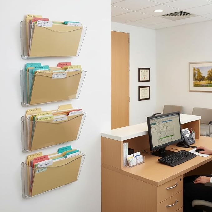 Azar Displays 250025 Clear Plastic Wall Mount File Holder with Hanging Hardware (4-Pack) - Image 9