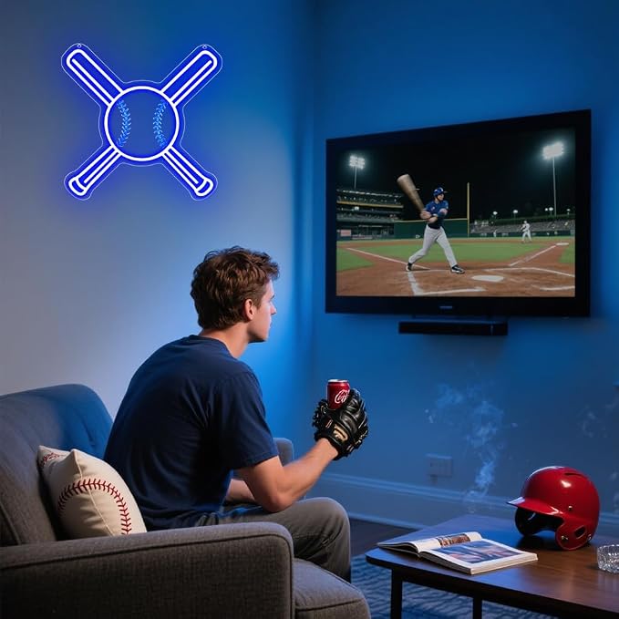 Baseball Neon Sign, Sport Led Neon Light Signs for Wall Decor Baseball LED Sign Lights Lamp for Dorm Bedroom Party Man Cave Birthday Christmas Gift for Sports Fans Dimmable USB Powered(12.2" × 12.2") - Image 2