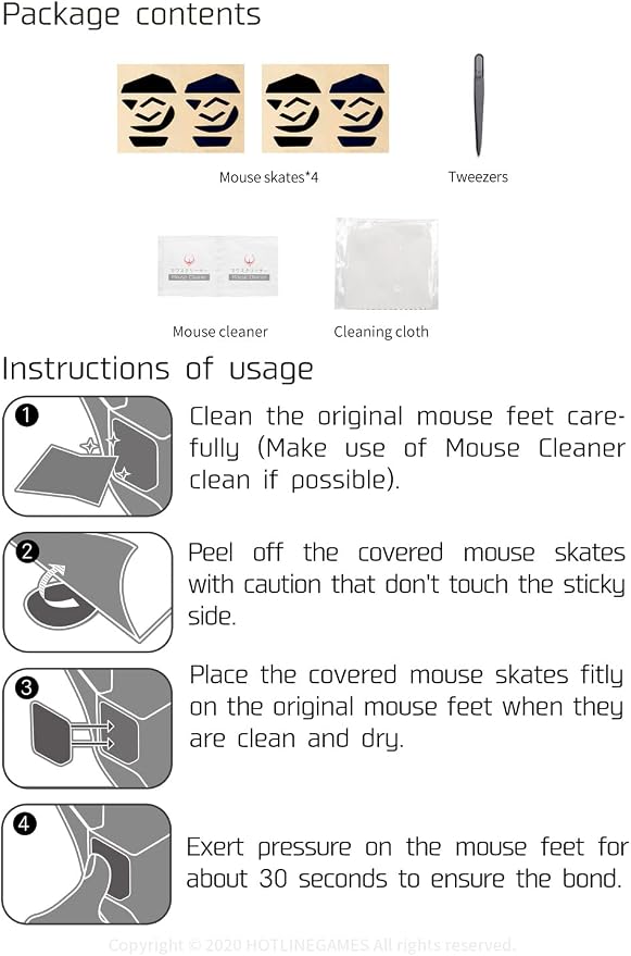 【 Covered Version Ultra-Thin 0.23mm PTFE 】 4Sets of Hotline Games 3.0 Mouse Feet Skates Compatible with Logitech G Pro Wireless Gaming Mouse, Protect Original Mouse Feet, Smooth Glide, Easy to Apply - Image 6