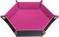 HARFINGTON PU Leather Dice Tray Unisex Valet Tray Folding Hexagon Tray Portable Entryway Table Nightstand Bedside Desk Holder for Key Wallet Watch Coin Jewelry, Pink by HARFINGTON