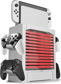 TNP Switch Organizer Station, 10-Game Storage Tower, Dock Holder, White by TNP+Products