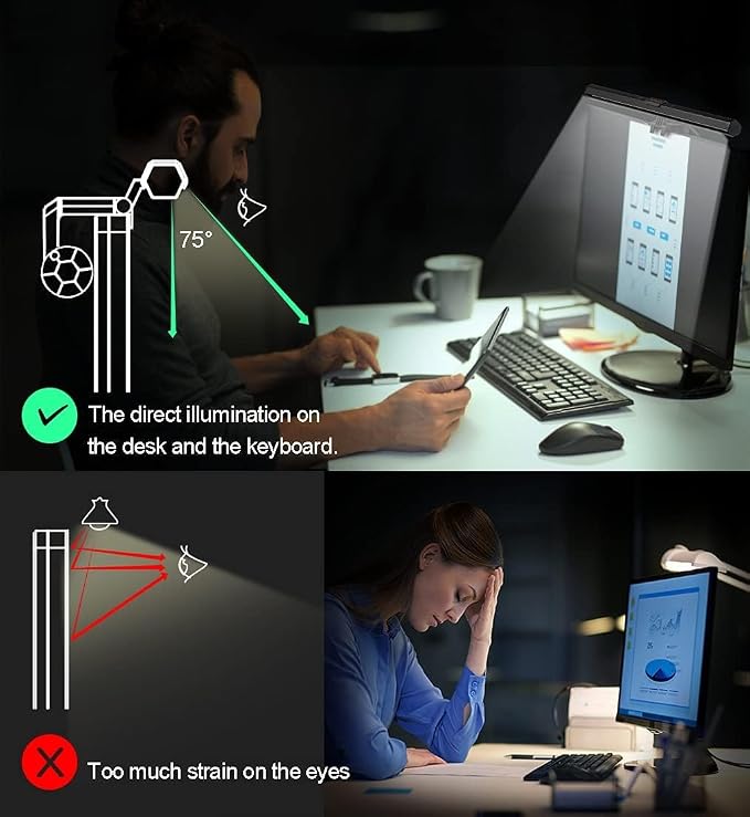 USB LED Lamp for Computer Monitor - Adjustable Brightness & Color Temperature, USB Powered, Matte Graffiti Finish, 40 cm, 5W, Eye-Care, Easy Installation, Perfect for Reading, Laptop, and Study - Image 5