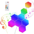8 Pack RGB Hexagon Led Lights Wall Panels, Music Sync Color Changing Circle Lights, Hexagon Lamp with Remote Control & App Control, Led Shape Hex Light for Bedroom Gamers Decor Milky White by ENATECLITE