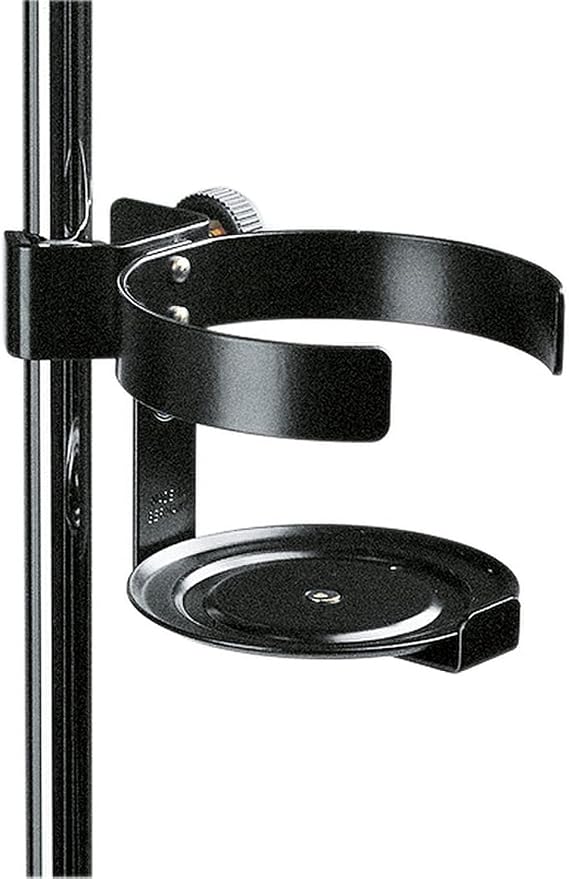 K&M König & Meyer 16020.000.55 Drink Holder - Microphone Stand Tube Attachment - Holds Bottles, Cups, Glasses - Professional Grade Accessory- German Made - Black by K%C3%B6nigMeyer