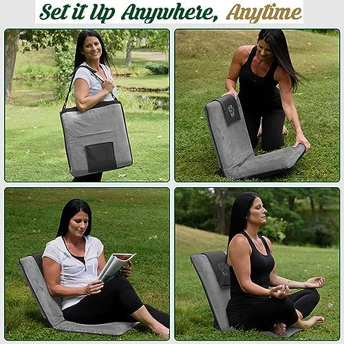Adjustable Japanese Floor Chair for Adults - Meditation Chair with Back Support for Seating, Yoga & Gaming | Foldable Backjack Floor Chair with 6 Recline Positions, Thick Padding & Vegan - Image 5