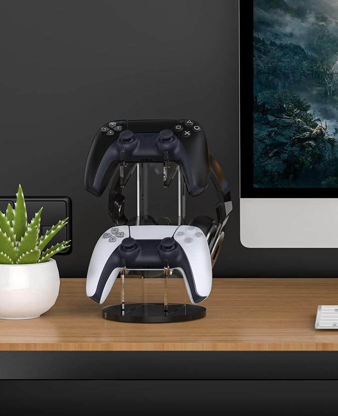 MoKo Universal Game Controller & Headset Stand, 2-in-1 Holder Acrylic | Premium acrylic, crystal clear. 2-in-1 for controller and headset. Non-slip base. Fits Switch, PS5, PS4, Xbox. - Image 7