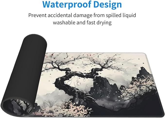 Japanese Mouse Pad, Large Japanese Desk Mat, XL Anime Gaming Keyboard Mat, Non-Slip Rubber Base, Big Extended Desk Protector for Home Office, 31.5”x11.8” - Image 6
