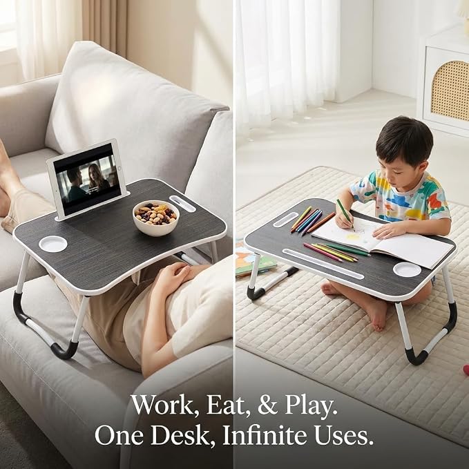 BUYIFY 23" Foldable Lap Desk for Laptop Writing w/Cup Holder Black - Image 5