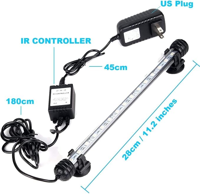 GreenSun LED Aquarium Light, Fish Tank Light with Remote Control, IP68 Submersible Waterproof Strip Bar Light,RGB Color Changing, 3.8 Watts 11inch/28cm - Image 3