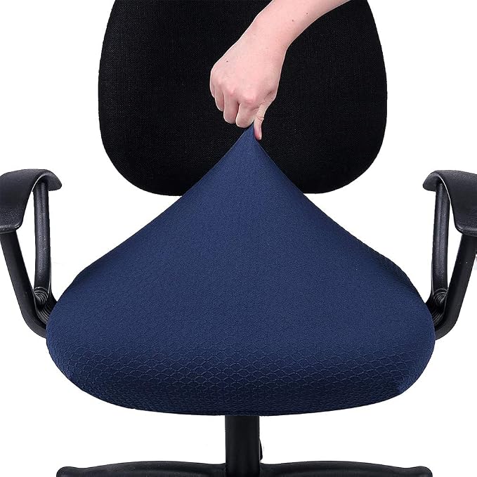 Smiry Office Computer Chair Seat Covers for Desk, Anti-dust Protector | Stretch Jacquard Removable Washable Desk Chair Seat Cushion Protectors, Navy Blue - Image 5
