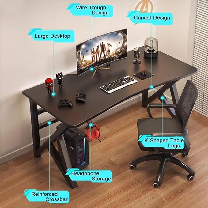 Multi-Functional Gaming Desk with Built-in Monitor Stand, Pegboard Hutch, RGB Lighting, Cable Management, Wireless Charger & Power Outlet, Designed for Gaming Setup Home Office Desk Desk B 100cm - Image 7