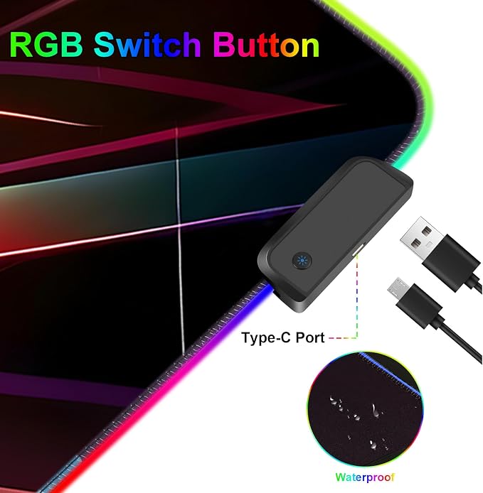 Mouse Pad 31.5 X 11.8 Inches RGB Mouse Mat with 13 Light Modes | Touch Control, Large Gaming Mousepad with Non-Slip Rubber Base for Office & Game, Model-I - Image 6