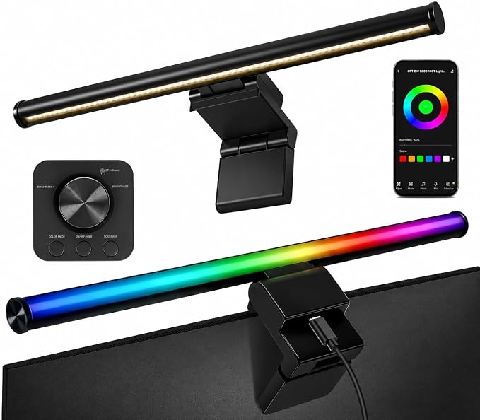 Monitor Light Bar, 17" Smart Screen Light with RGB Backlight & App Control by HiveVibes