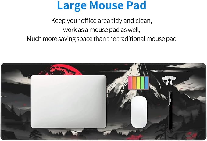 Extended Gaming Mouse Pad, Large Desk Mat XL Anime Mouse Pad Waterproof with Stitched Edges, Non-Slip Desktop Pad for Home and Office, Level Up Your 31.5x11.8 Inch (Snow Mountain) - Image 6