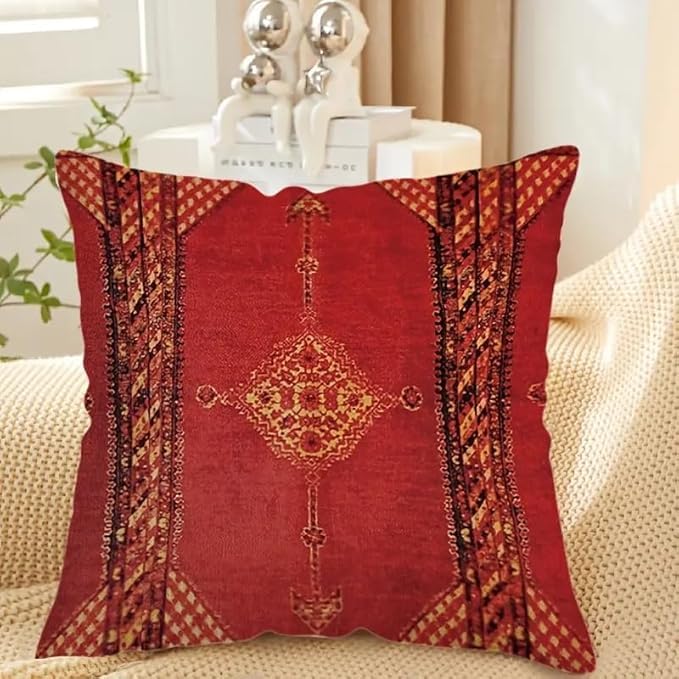 Set of 4 Vibrant Oriental Ikat Throw Pillow Covers - Colorful Geometric & Tribal Patterns, Decorative Cushion Cases for Living Room Sofa,Throw Pillows for Couch，18x18 Pillows Linen Pillowcase - Image 2