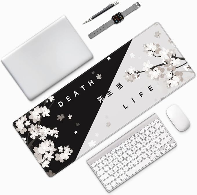 Extended Gaming Mouse Pad, Large Gaming Mouse Waterproof with Stitched Edges, Non-Slip Desktop Pad for Home and Office, Level Up Your 31.5x11.8 Inch… (Black and White Life) - Image 9