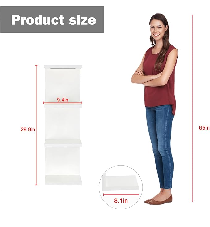 VIWODS 4-Tier Wall Shelf Unit with Lights, White - Image 2