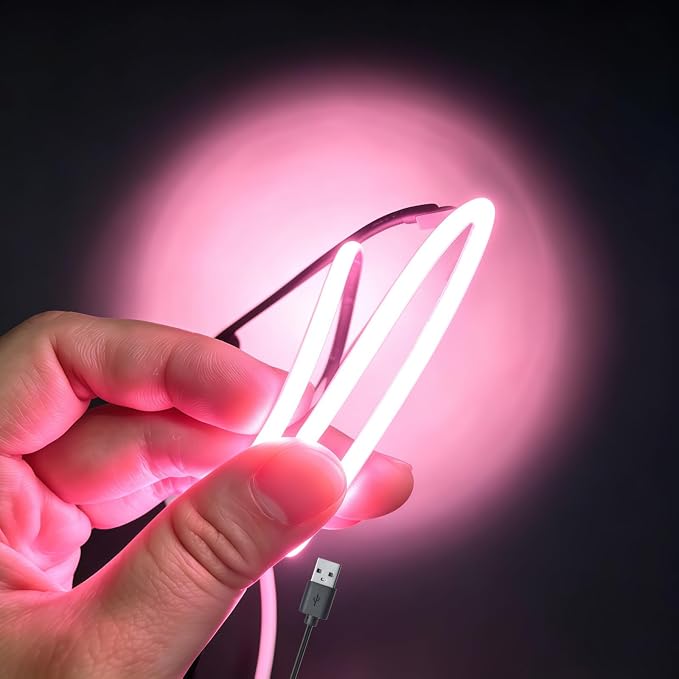Ultra-Narrow 3mm USB COB LED Strip Lights Self-Adhesive, for Kitchen Cabinets, Bedroom, Gaming Desk (Pink, 6ft) - Image 2