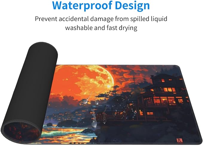 Gaming Mouse Pad Desk Pad,Extended Big Mouse Pad,31.5x11.8 Inch Long Computer Keyboard Mouse Mat Mousepad with 3mm Non-Slip Base and Stitched Edge for Gaming and Office… (Oil Painting) - Image 3