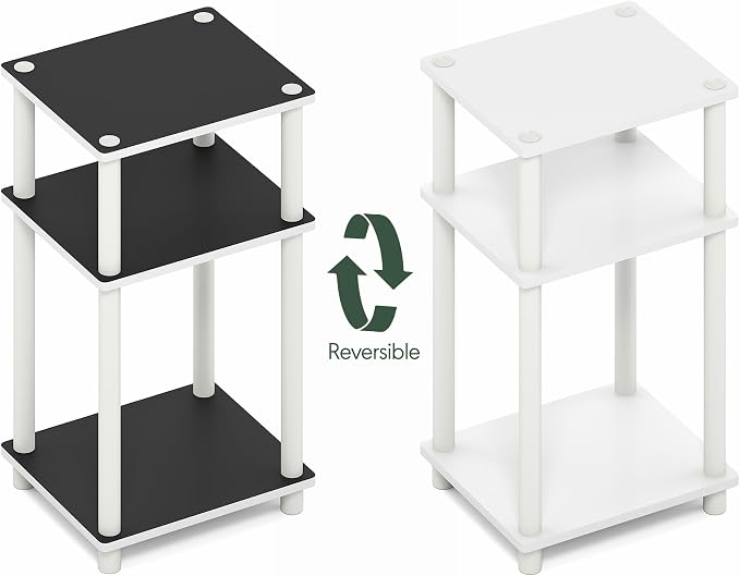 Furinno Turn-N-Tube 3-Tier Toolless Side Table, Compact, White(Espresso) - Image 5