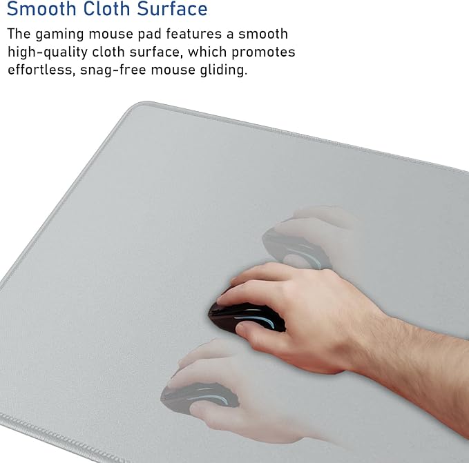 Large Extended Gaming Mouse Pad with Stitched Edges, 47.3 X 23.6 in Desk Pad Durable Non-Slip Natural Rubber Base, Waterproof Computer Keyboard Mat for Esports Pros, Gamer, Desktop, Grey - Image 5