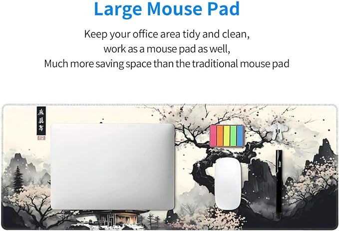 Japanese Mouse Pad, Large Japanese Desk Mat, XL Anime Gaming Keyboard Mat, Non-Slip Rubber Base, Big Extended Desk Protector for Home Office, 31.5”x11.8” - Image 5