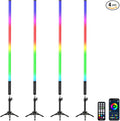 4 Pack RGB Tube Lights with Tripod Stand, 4FT LED Video Light Bar, Music Sync, 5200mAh Rechargeable Battery, App & Remote Control, Dimmable RGB Photography Lighting for Streaming, DJ, Party by mmcrz