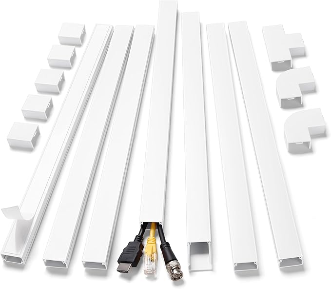 ZhiYo Cord Hider Kit, Cord Covers for Wires on Wall, Self-Adhesive Cable Raceway, TV Cord Hider for Wall Mounted TV, Paintable Cable Management Cover Kit, 7X L14in x W0.95in x H0.55in, White by ZhiYo