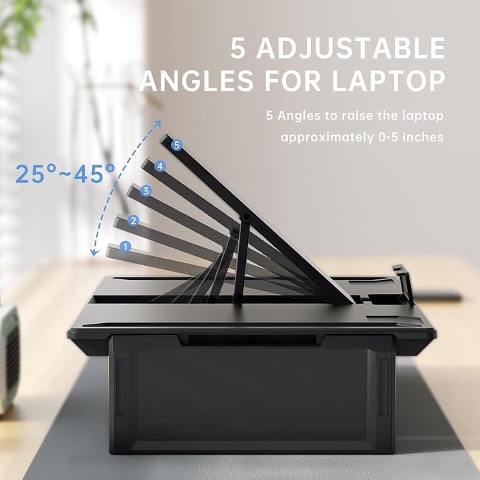 Heymaster Ergonomic Monitor Stand Riser, Laptop Stand Foldable Muti-Angle Adjustable Portable Foldable Stand with Heat-Vent Compatible with MacBook, Air, Pro, Surface Laptop (9-17 inches) (Black) - Image 4