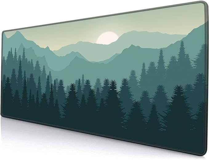 Mouse Pad Gaming, Large Mouse Pads for Desk, Keyboard Mouse Mat Desk Pad, Non-Slip Rubber Base with Stitched Edges Mousepad, 31.5x11.8 inch Abstract Landscape Mountain by SANWUMIAN
