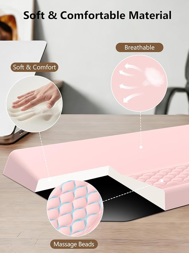 2-in-1 Ergonomic Keyboard Stand with Wrist Rest, Pink - Image 6