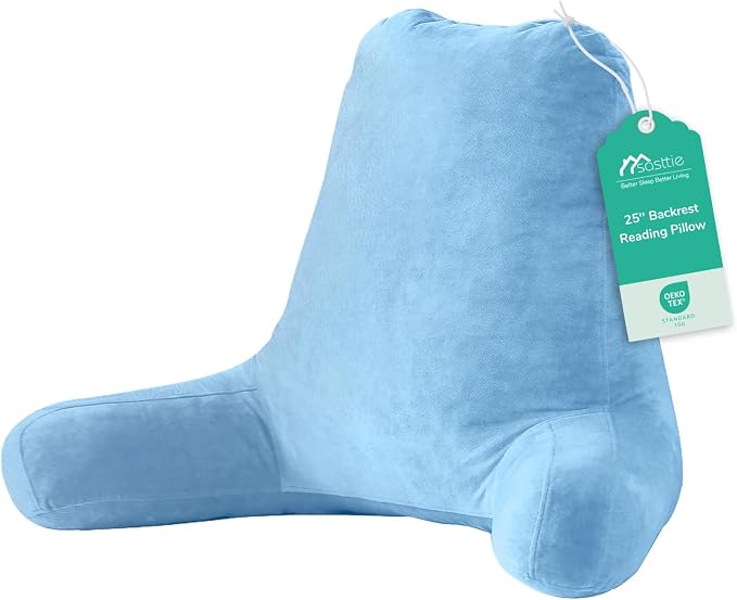 Sasttie Reading Pillow for Bed, Back Pillow for Sitting Up, Blue by SASTTIE