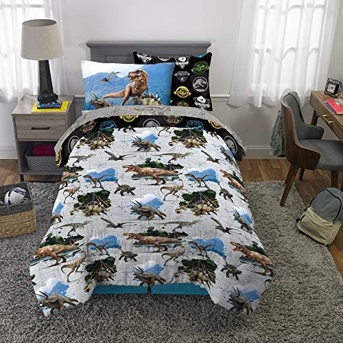Franco Kids Bedding Super Soft Comforter and Sheet Set with Sham, 5 Piece Twin Size, Jurassic World,6A1348 - Image 5