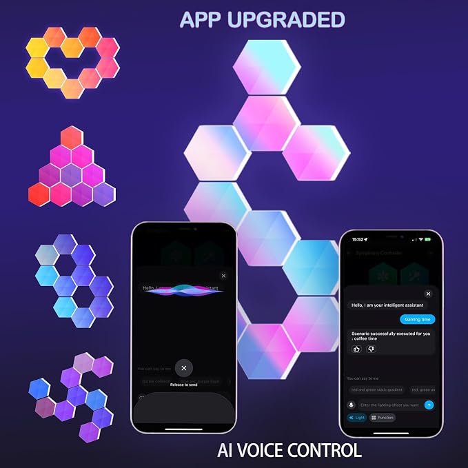 Hexagon LED Lights, 10 Pack with App and Remote Control - Image 7