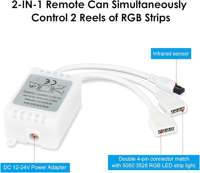 44 Key RGB LED Strip Light Remote Controller, Low Voltage LED IR Remote - Image 6