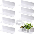 Jetec 8 Pieces Acrylic Floating Shelves, 12 Inch Acrylic Wall Mounted Hanging Shelf Bookshelf with 5 Meters Nano Double Sided Tape for Bedroom, Gaming Room, Living Room, Bathroom, Office(White) by Jetec