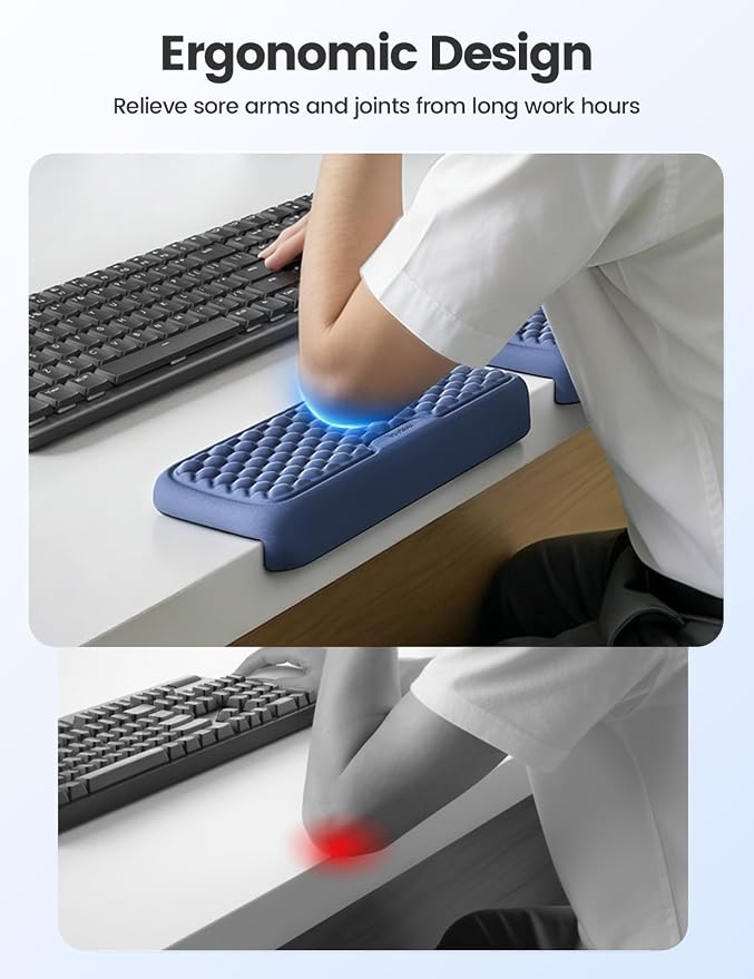 Vaydeer 2Pcs Elbow Rest Pad for Desk, L-Shaped Armrest Ergonomic Support | Desk Edge Cushion, Memory Foam Elbow Wrist Support Keyboard Mouse Pad for Palm Hand Office Computer Home Gaming Accessories - Image 2
