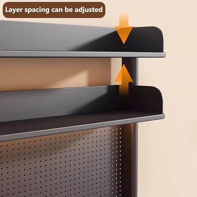 Clamp-on Desk Shelf Organizer with Pegboard,Black Desktop Bookshelf,Metal Dorm Desk Hutch,Multi-Purpose Countertop Storage Shelves for Home Office Dorm Gaming Desk(W - 39.4", White) - Image 6