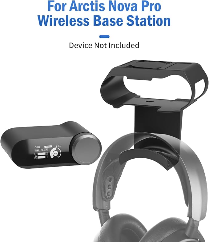 Under Desk Mount for SteelSeries Arctis Nova Pro, Elite and Omni Wireless Gaming Headset, Magnetic Base Station Holder for Arctis Nova Pro Wireless with Headphone Hanger Stand - Image 2