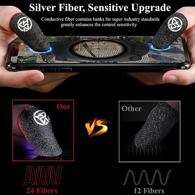 10-Pack Pro Gaming Finger Sleeves: Ultra-Thin 0.3mm Silver Fiber, High Sensitivity, Anti-Sweat & Breathable Thumb Cover Gloves for PUBG/COD - Fits Mobile Phone/iPad Tablet Touchscreen - Image 7
