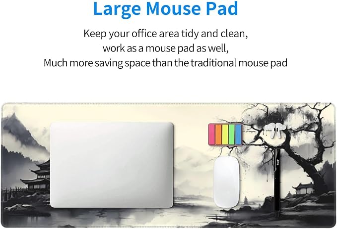 Gaming Mouse Pad Desk Pad,Extended Big Mouse Pad,31.5x11.8 Inch Long Computer Keyboard Mouse Mat Mousepad with 3mm Non-Slip Base and Stitched Edge for Gaming and Office… (wash painting2) - Image 6