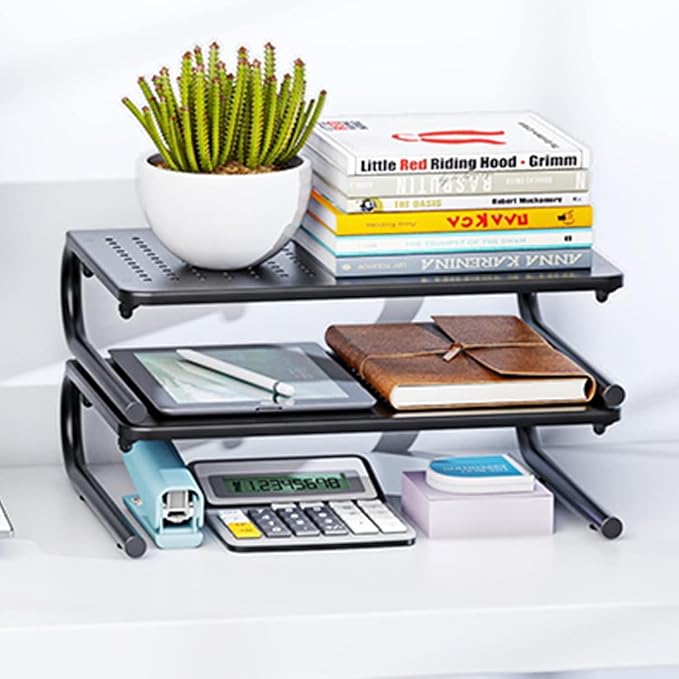 HUANUO Monitor Stand Riser for Desk, Laptop Stand, Laptop Shelf w/Vented Metal, Desktop Computer Stand Desk Organizer for Laptop, PC, Printer - Image 5