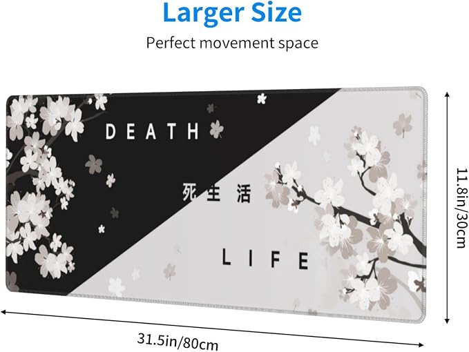 Extended Gaming Mouse Pad, Large Gaming Mouse Waterproof with Stitched Edges, Non-Slip Desktop Pad for Home and Office, Level Up Your 31.5x11.8 Inch… (Black and White Life) - Image 2