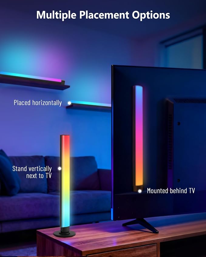 Smart RGB+IC LED Light Bar for Room, 16-Inch TV LED Backlight with Music Sync, Gaming Ambient Lighting Compatible with Alexa and Google Assistant, Sturdy Aluminum Light Bars - Image 8