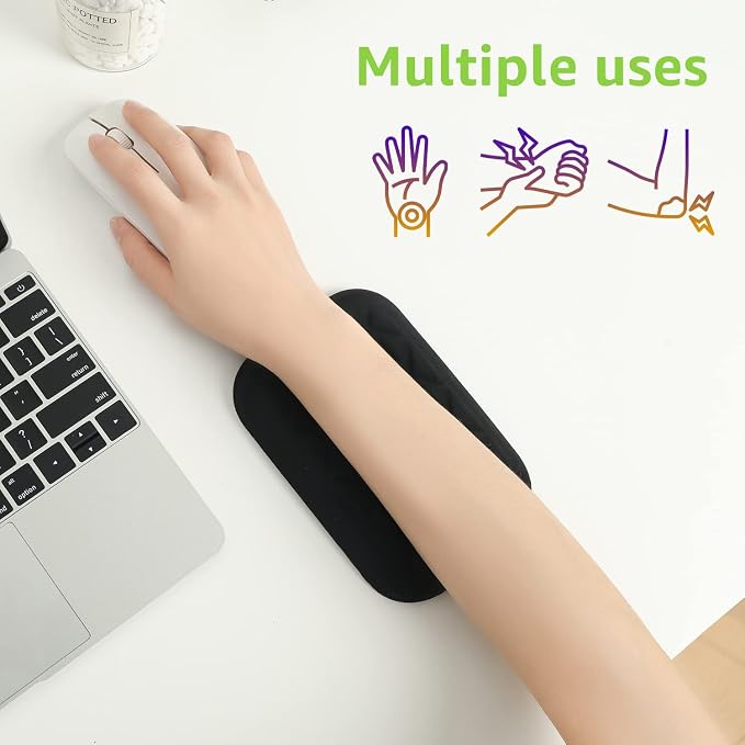 LargeLeaf Ergonomic Wrist & Elbow Rest Pad for Desk with Memory Foam & Non-Slip Base, Relieve Elbow Pain Armrest Wrist Support(6.3 * 4.3 inch, Black, 2pcs) - Image 6