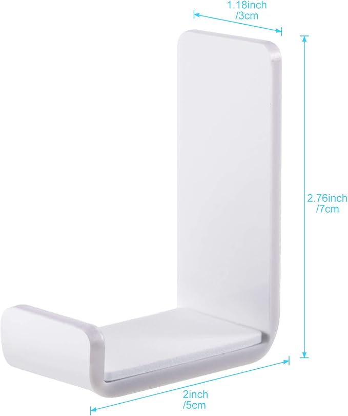 Weewooday 4 Pieces Headphone Hanger Headset Stand Holder, White | Adhesive Wall Mount Headphone Hook under Desk Acrylic Gaming Earphones Hanger for Earphone Controller - Image 2