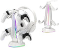 Saitake RGB Controller Stand with 9 Light Modes,Controller Holder with 2 USB Ports,Headset Stand for Desk-Headphone Holder Suitable for All Headphones and Controller (White) by Unknown